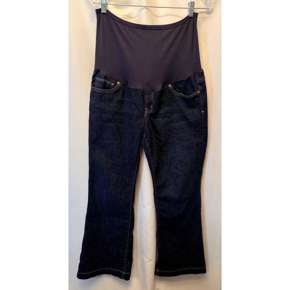Gap Maternity Denim Blue Jeans Size 32/14 Wide Leg 28" Inseam Dark Wash F Panel